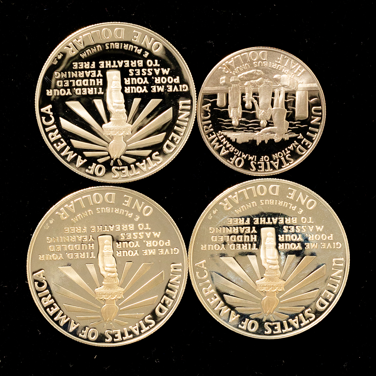 オークション,アメリカリバティコイン4枚セット（1986年）1ドル銀貨 3