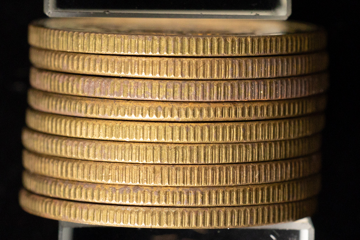 貨幣博物館 | 大型50銭黄銅貨（光線入）（昭和21年）9枚 返品不可 Sold