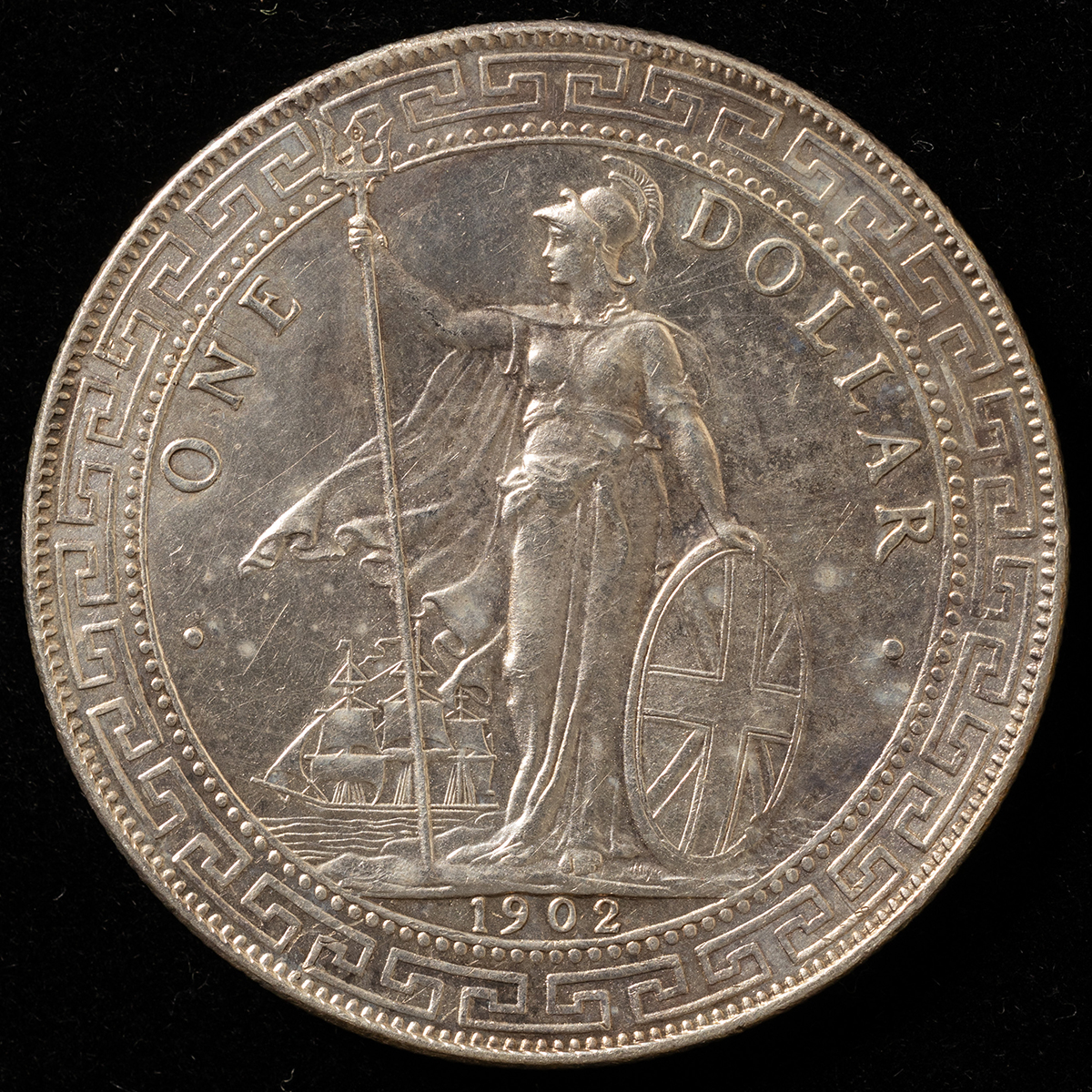 钱币博物馆| イギリス貿易銀1ドル銀貨（1902年） 返品不可Sold as is 