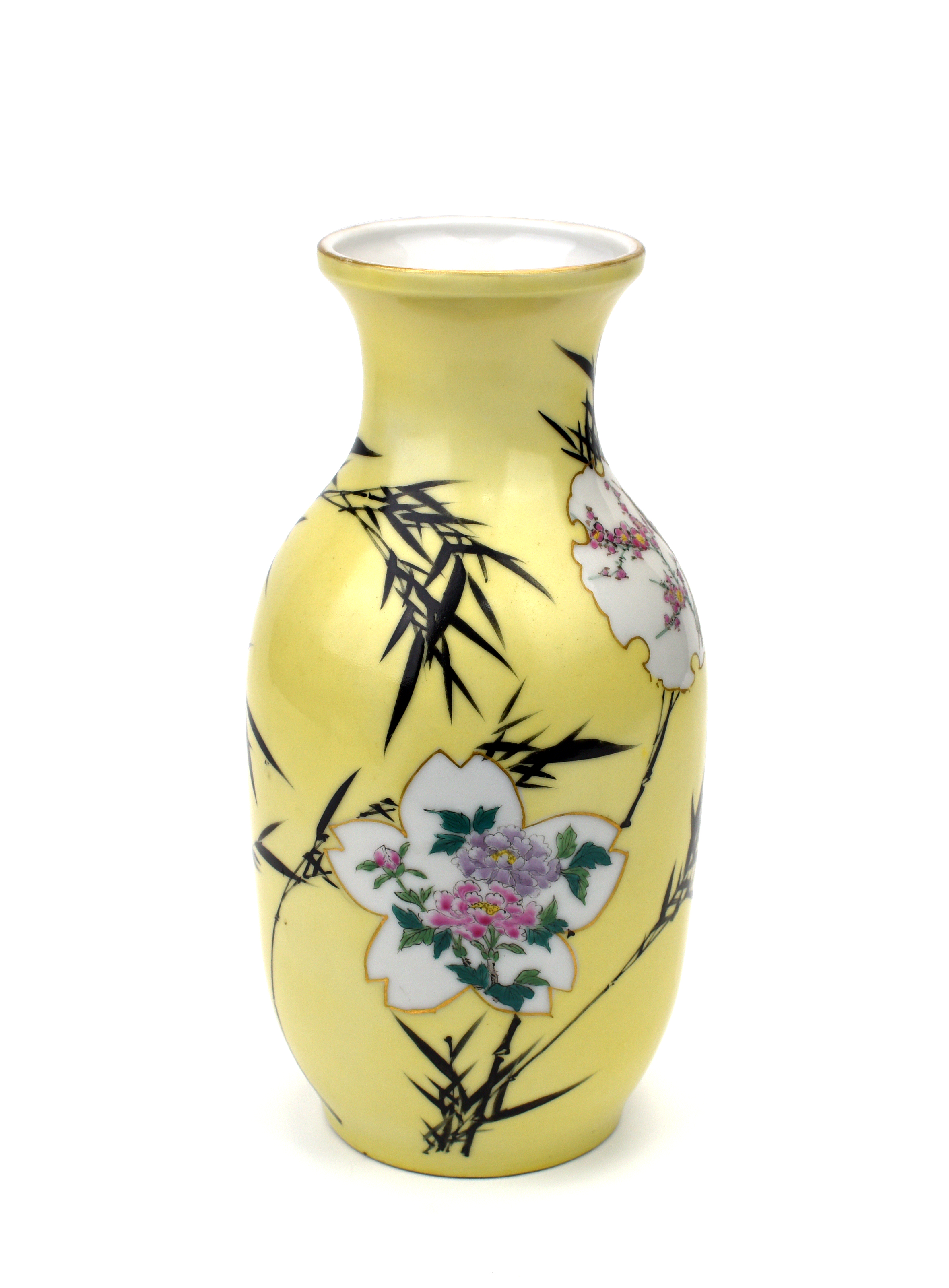 貨幣博物館 | 大日本瀬戸加藤繁十製黄釉花草紋花瓶 返品不可 Sold as