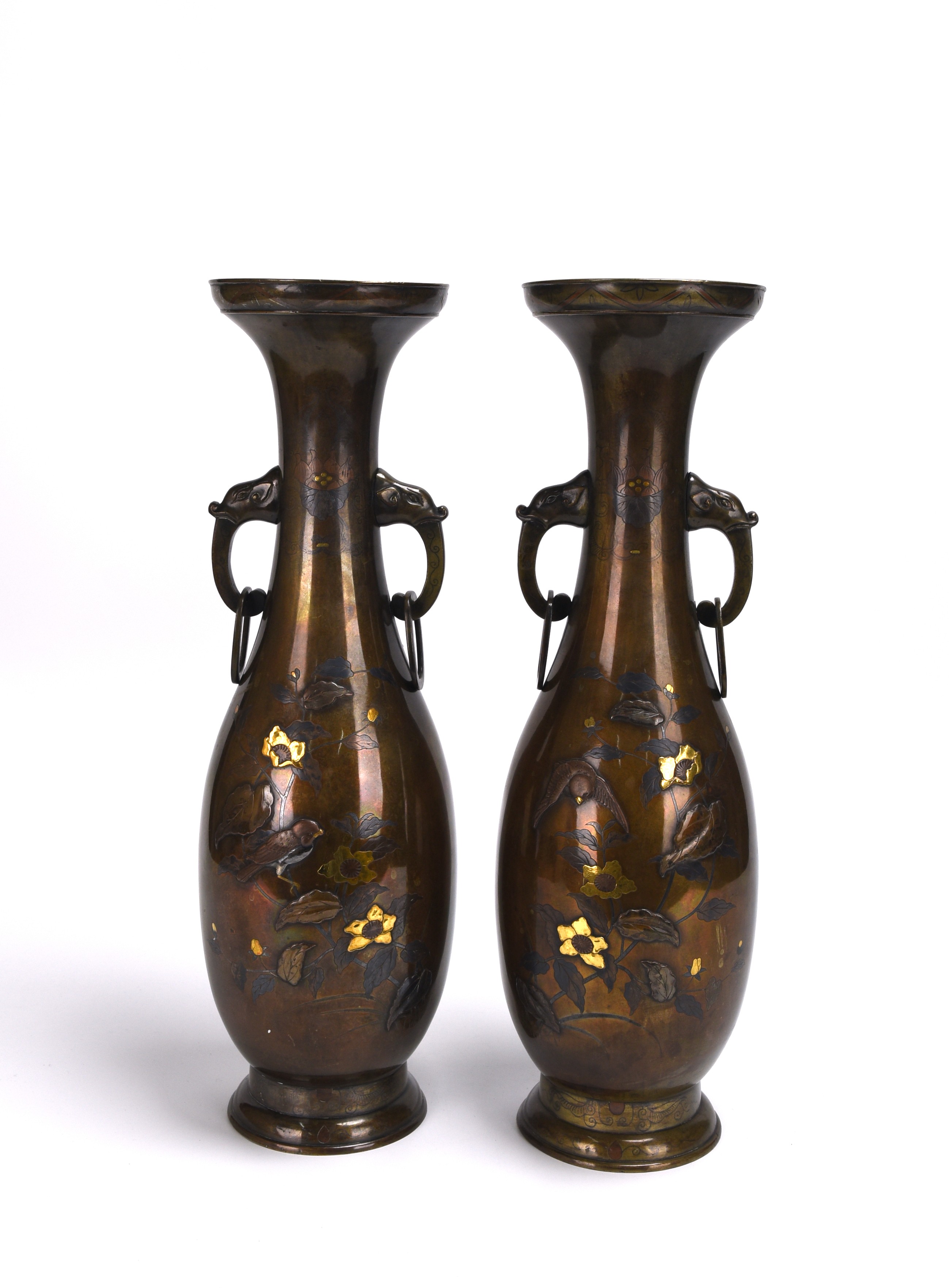 希少珍品 古銅天正十年 刻銘印三枚笹文様双耳花入 花瓶 花器 時代物 希少珍品 古銅天正十年 刻銘印三枚笹文様双耳花