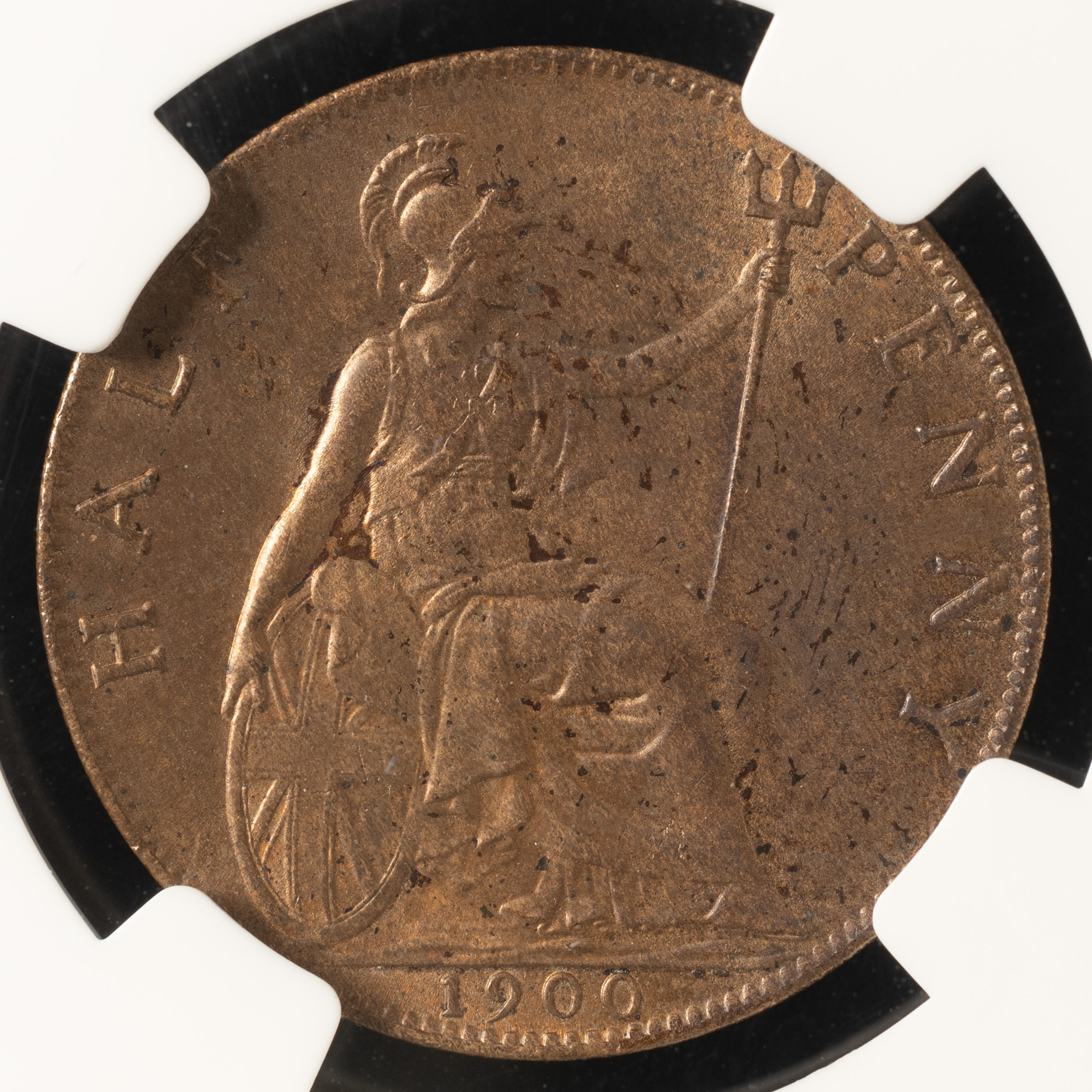 イギリス 1890 NGC MS64RB ビクトリア女王 月桂冠 ペニー貨 - 旧