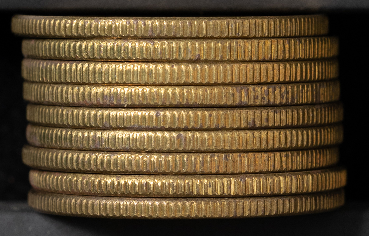 貨幣博物館 | 大型50銭黄銅貨 計9枚（光線入）（昭和21年） 返品不可