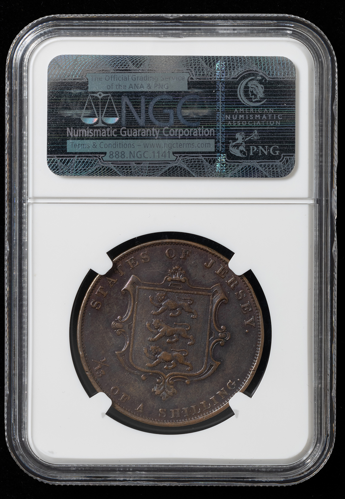 auction,ジャージー 1／13シリング銅貨（1858年）（ヴィクトリア女王）（NGC XF DETAILS）