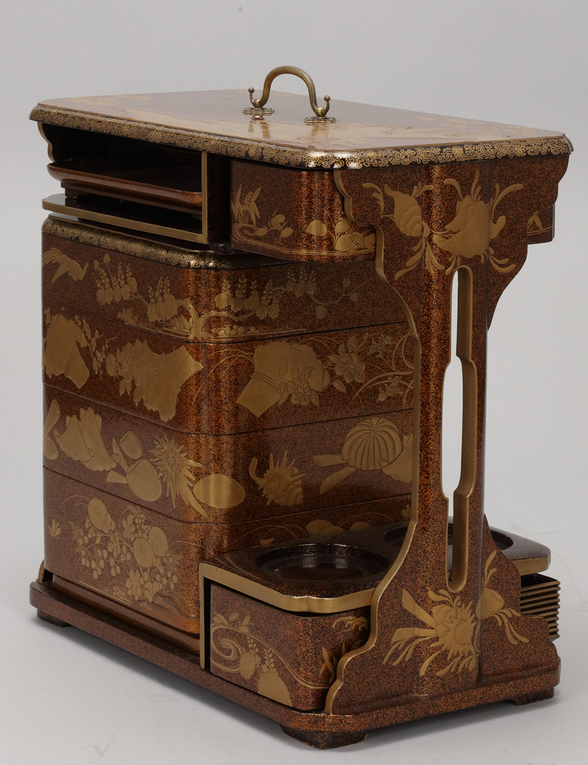 貨幣博物館 | 蒔絵山水楼閣貝花鳥図野弁当箱（徳利無）（江戸時代