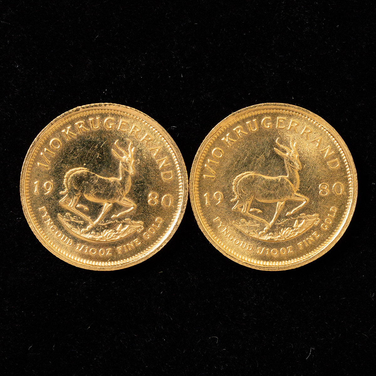貨幣博物館 | 南アフリカ1/10オンス クルガーランド金貨（1980年）計2枚 返品不可 Sold as is No returns